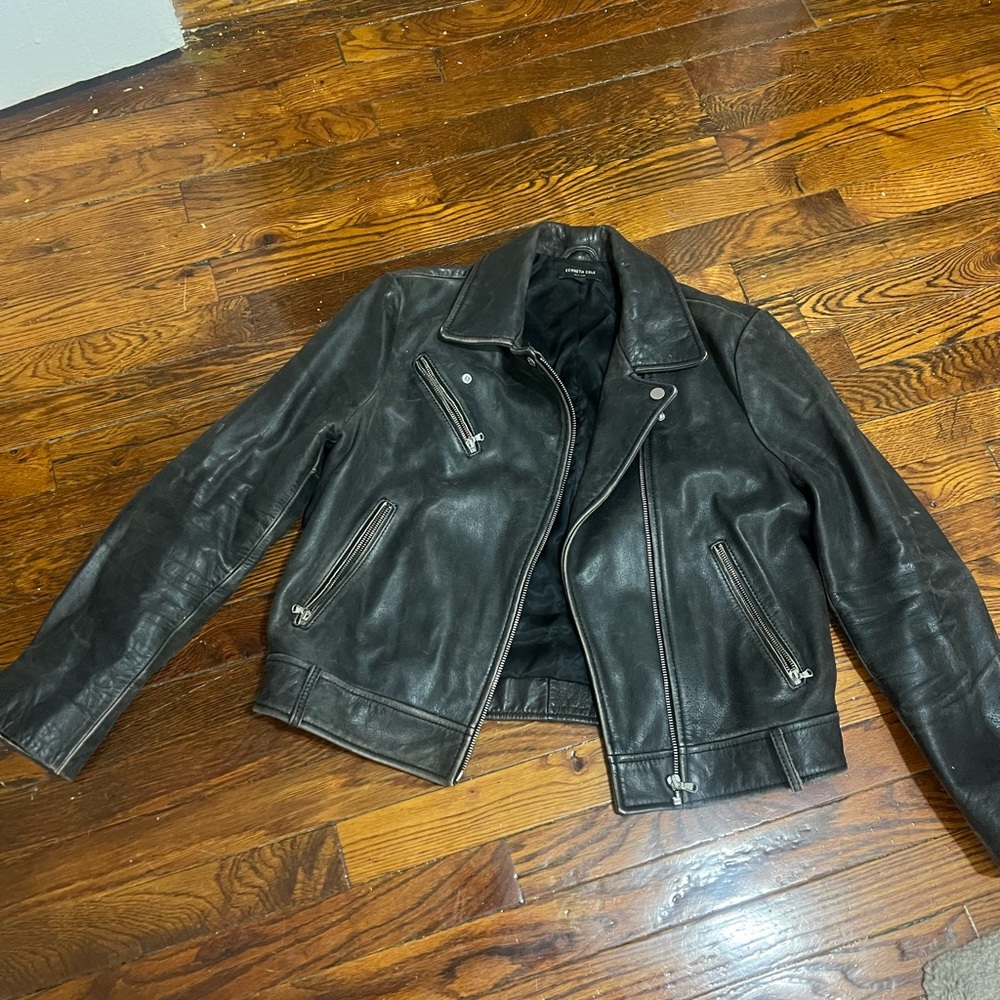 Kenneth Cole Charcoal Leather Jacket